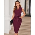 thumbnail image 2 of Vestido de trabajo GRACE KARIN sin mangas con cuello en V, color rojo vino, 2 of 9