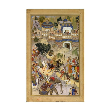 Triumphal Entry - Farrukh Beg. Akbar's Triumphal Entry into Surat. Akbarnama Print Wall Art
