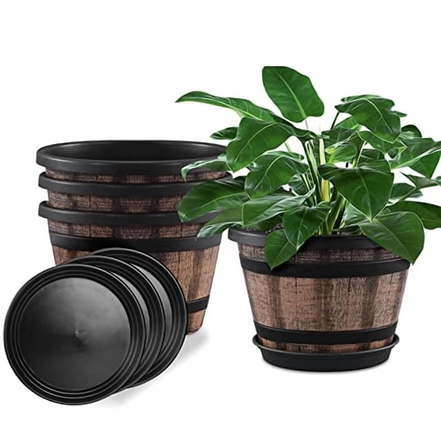 Set de macetas de 4 cuartos de galón para whisky, 30 cm, con platillo