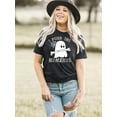 thumbnail image 4 of VILOVE Women Halloween T-Shirt I Found This Humerus Letter Print Cute Ghost Graphic Crew Neck Tee Tops, 4 of 7