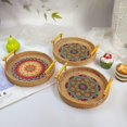 thumbnail image 2 of Hand-woven exquisite round tray for storing and displaying bread and fruits, 2 of 5