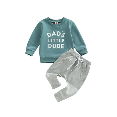 

Canrulo Toddler Baby Boy Clothes Long Sleeve Letter Print Sweatshirt Tops Trousers Pants Autumn Winter Outfits Blue 18-24 Months