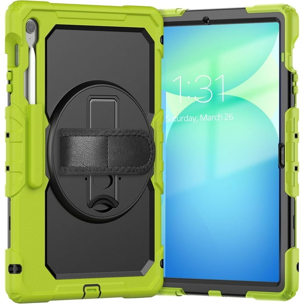 Funda para Samsung Galaxy Tab S10 FE+ Plus de 13,1 pulgadas modelo 2025 (X620/X626B), funda protectora resistente a prueba de golpes con protector de pantalla, soporte giratorio de 360°,correa de mano