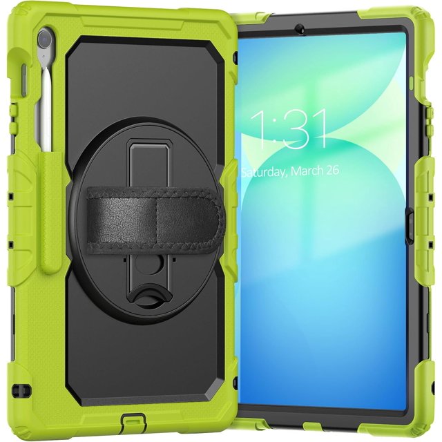 Funda para Samsung Galaxy Tab S10 FE+ Plus de 13,1 pulgadas modelo 2025 (X620/X626B), funda protectora resistente a prueba de golpes con protector de pantalla, soporte giratorio de 360°,correa de mano