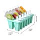 thumbnail image 3 of Molde de silicona para hielo de 12 cavidades, apto para uso alimenticio, con palitos reutilizables para paletas caseras, barras de helado e infusiones de frutas, en azul, verde y naranja., 3 of 7