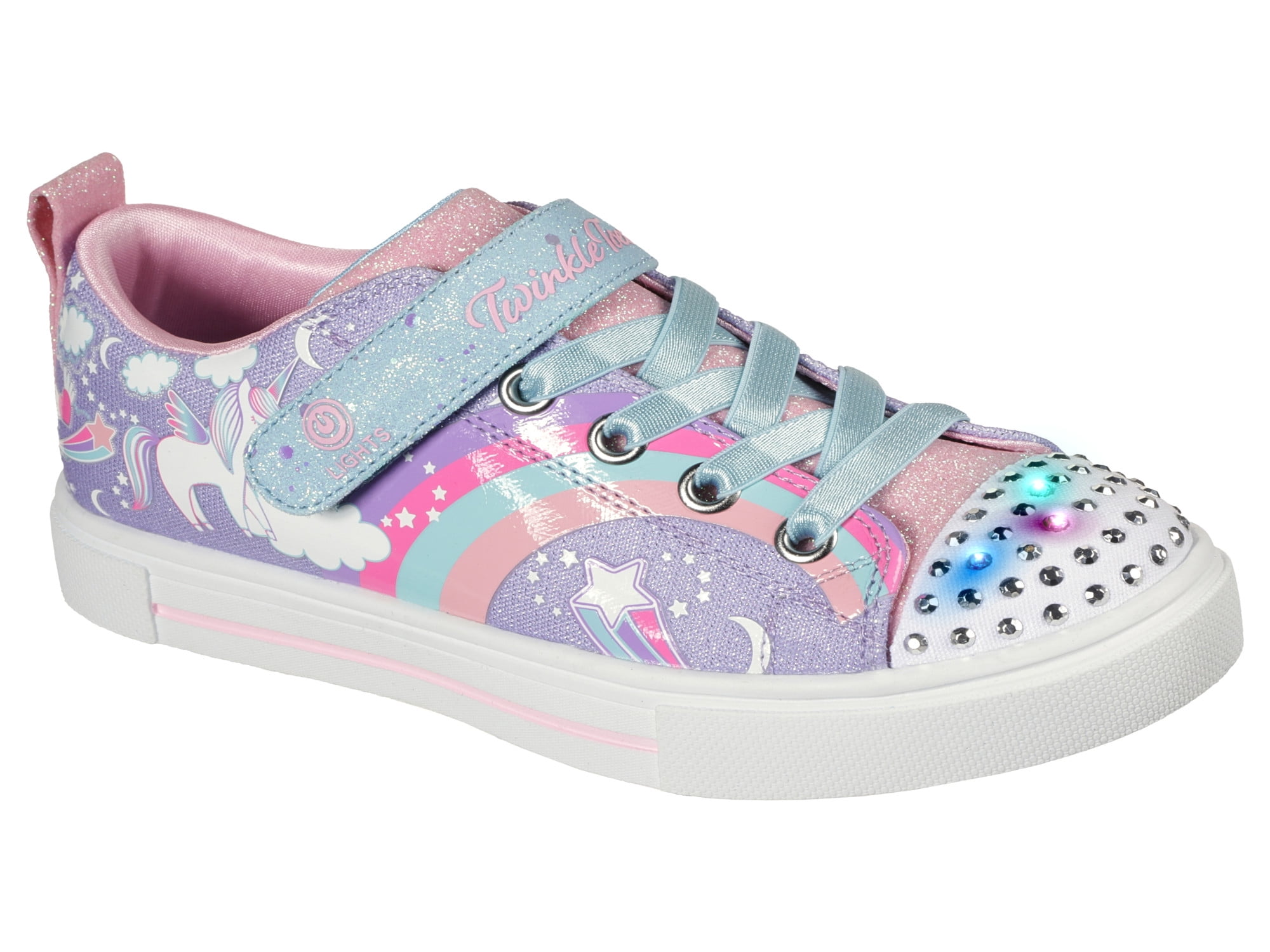 Skechers Girls Youth Twinkle Toes Light Up Sneakers - Unicorn Charm, Sizes 10.5-3 -