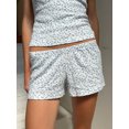 thumbnail image 2 of Qmyliery Women’s Low Rise Shorts Casual Elastic Waist Solid Color/Stripes/Cartoon Print Loose Lounge Shorts Going Out Shorts, 2 of 6