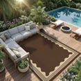 thumbnail image 4 of Garvee Outdoor Rug 9x12ft Modern Bordered Reversible Plastic Straw Rug, Waterproof RV Camping Rug Foldable Patio Rug for Deck Porch Balcony Backyard Picnic Beach, Brown, 4 of 9