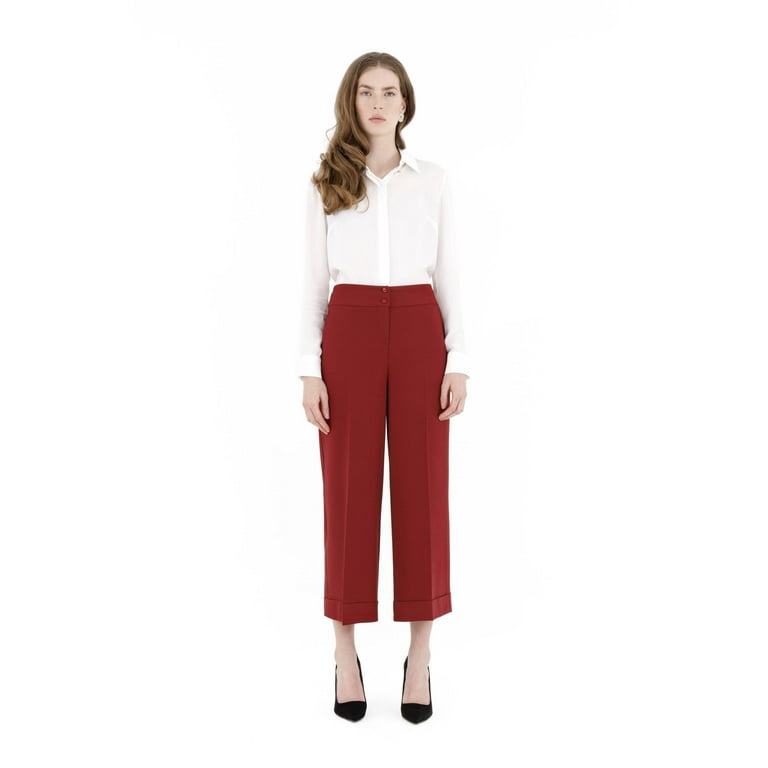 Burgundy cropped hotsell trousers