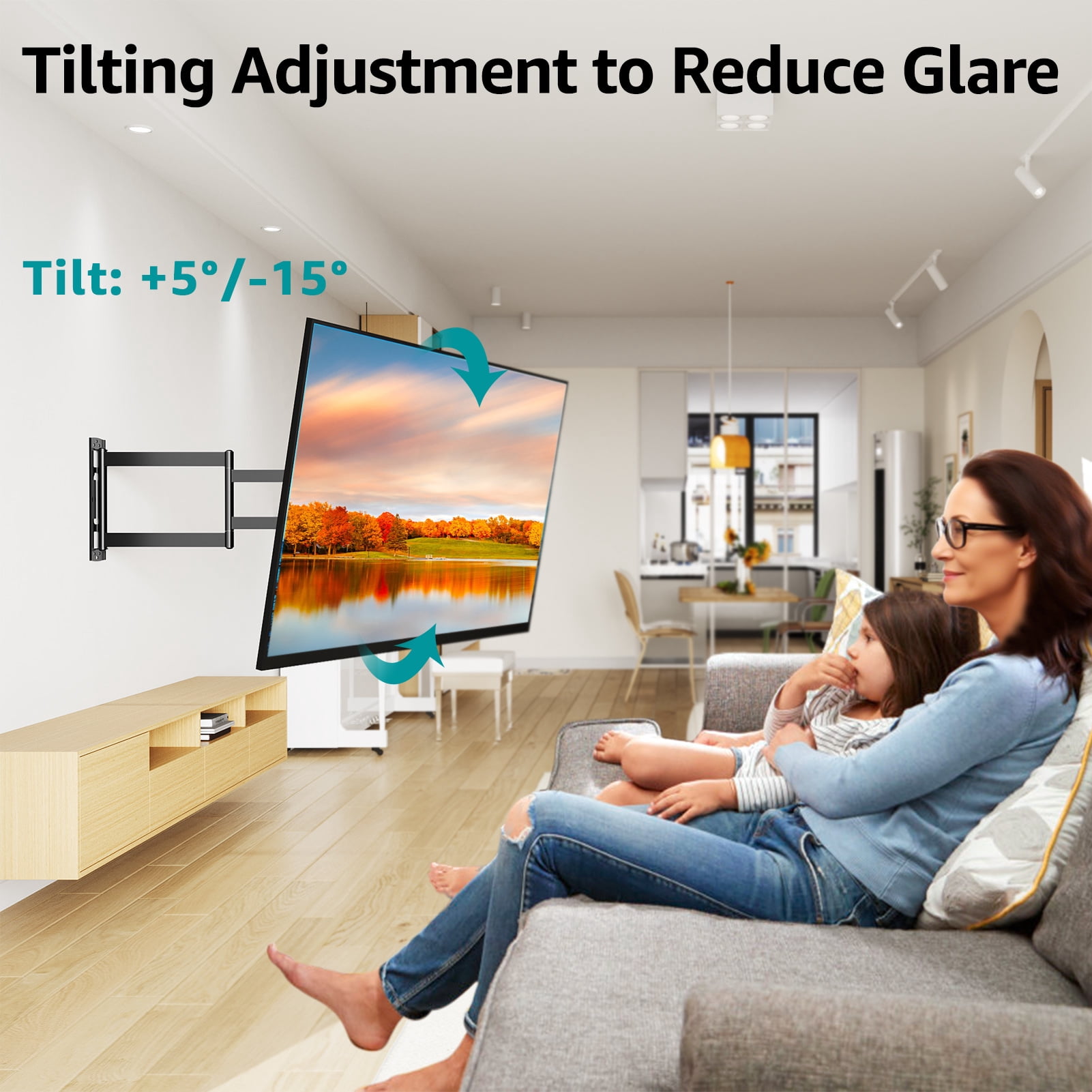 MOUNT PRO Full Motion Long Arm TV Wall Mount for Most 26-65 inch TVs, Max VESA 400x400mm and 77 lbs, with 37.4 inch Swivel Extension Arm, For Single Stud