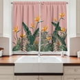 thumbnail image 2 of Ambesonne Banana Leaf Kitchen Curtains, Vintage Tropical Flora, 55"x36", Blush Hunter Green and Orange, 2 of 3