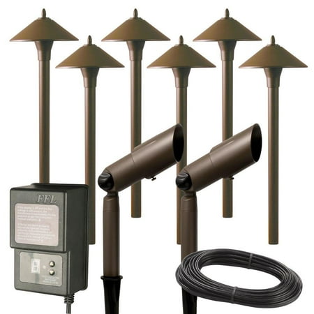 UPC 627442083295 product image for Low-Voltage Aged Brass Outdoor Halogen Landscape Path Light and Spot Light Kit w | upcitemdb.com