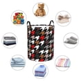 thumbnail image 3 of Lsque Houndstooth Green Red pattern Laundry Hamper Basket, Tall Woven Rope Hamper Basket for Clothes, Lightweight Storage Basket, Collapsible Waterproof-Medium, 3 of 8