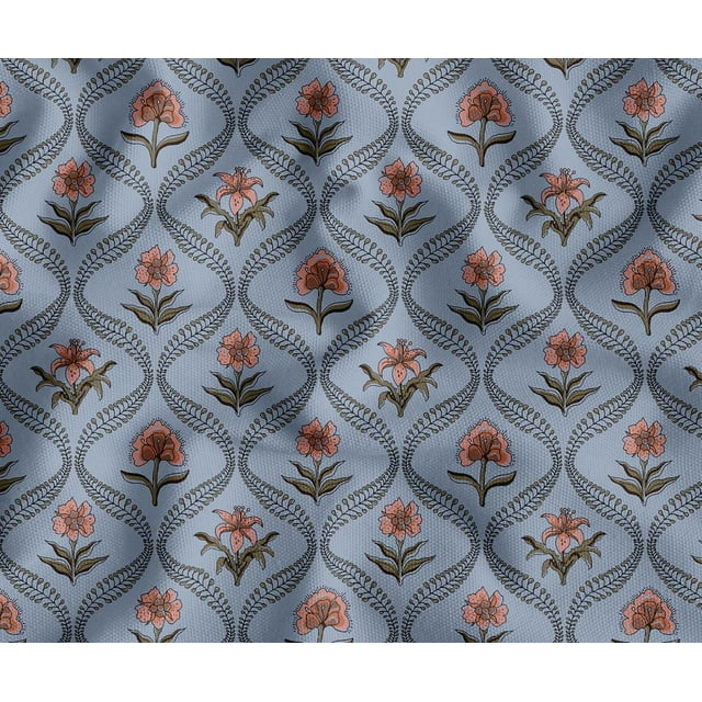 Soimoi 56 Inch Wide Polyester Canvas Fabric By 3 Yard - Block Design - Blue - Water-Resistant Outdoor & Upholstery Material