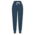 thumbnail image 7 of Hueook Wide Leg Womens Pants Casual Sweatpants Women's Solid Color Casual Drawrope Plus Size Pants Running Fitness Leg Sweatpants Navy 3X, 7 of 7