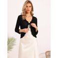 thumbnail image 4 of DARING DIVA Women's Crochet Bolero Shrug 3/4 Sleeve Cropped Cardigans Top S Black, 4 of 6