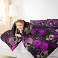 thumbnail image 4 of Homewish Spooky Skull Skeleton 7-Piece Twin Bedding,Halloween Bedding Comforter Set,Purple Rose Floral Bed Set,Black Reversible, 4 of 8