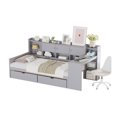 thumbnail image 6 of Euroco Wood Full Size Daybed with Storage Cabinets and Drawers, Desk and Shelves, Gray, 6 of 7