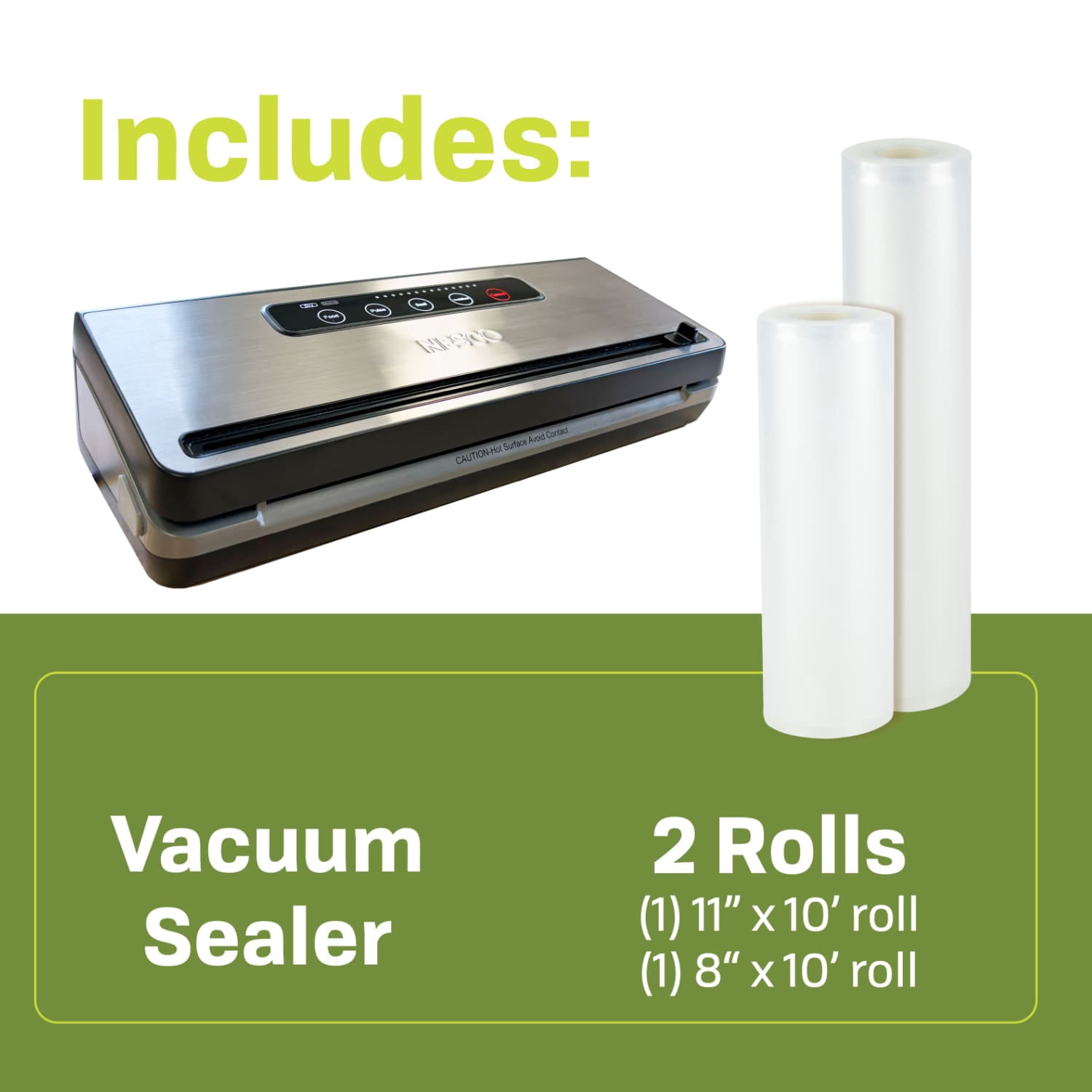 NESCO® Vacuum Sealer Machine, One-Touch Automatic Food Sealer With Digital Control Panel, Pulse Mode, Built-In Roll Storage, For Bulk Food Storage & Freezer Meals, VS-101S