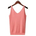 thumbnail image 2 of WREESH Womens Camisole Tops Summer Solid Sleeveless V Neck Tank Top Slim Knit Cami Blouses Watermelon Red, 2 of 5
