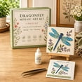 thumbnail image 3 of GWAAMB Dragonfly Mosaic Art Kit, DIY Acrylic Bead Craft on Mini Wooden Easel with Floral Accents, 0.17 fl oz Adhesive, Relaxing Hobby Gift, F, 3 of 6