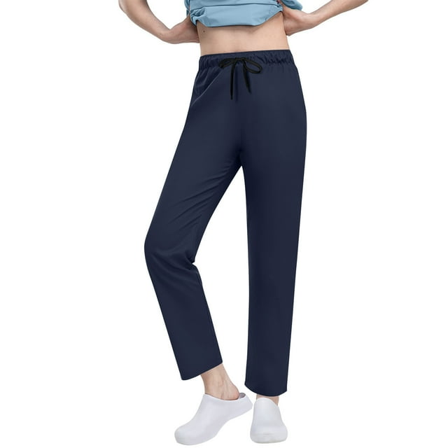 UAMVSH Womens Work Pants Quick Dry Elastic Waist Long Pants Casual Loose Drawstring Straight Leg Pants with Pockets