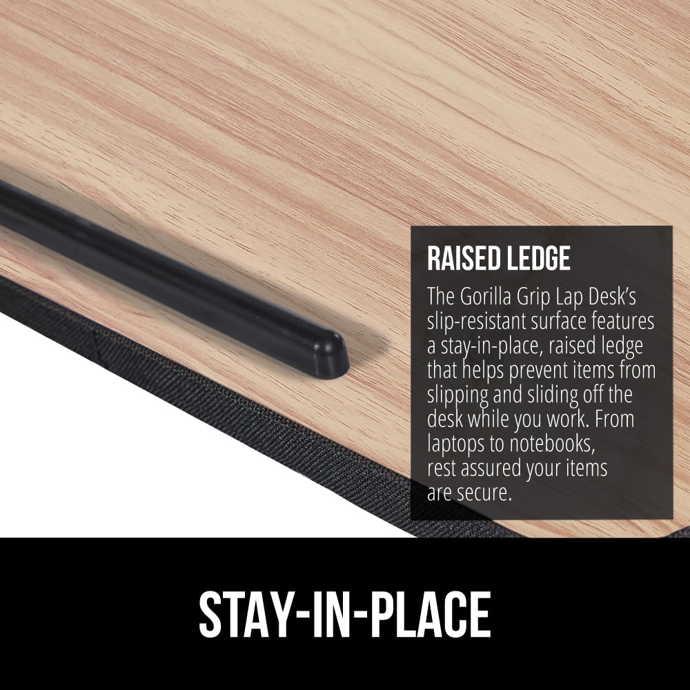GORILLA GRIP Laptop Lap Desk, Portable Tablet Stand Fits Laptops up to 15.6", Light Wood