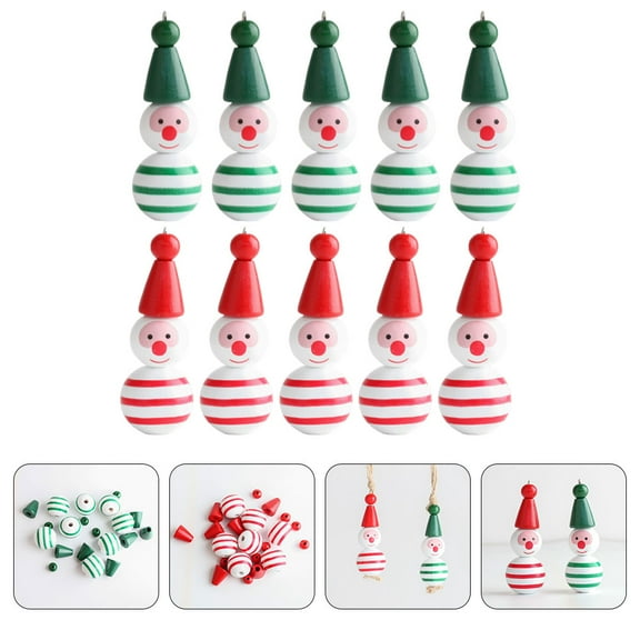 Raindrops 40Pcs Christmas Wooden Beads for 2.00X2.00X2.00in Green Red White Assorted Color