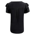 thumbnail image 5 of AherBiu Womens Tops Dressy Casual Blouse Layered Ruffle Short Sleeve Crewneck Summer Ruched Loose Shirts, 5 of 6