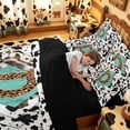 thumbnail image 5 of meiyoeat Western Cow Print Monogram D 7-Piece Twin Bedding For Boys,Leopard Initial Print Bedding Comforter Set,Black Reversible, 5 of 7