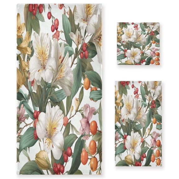 Three-Piece Towel Set Face Towel Towel Set Hand Towel Bath Towel Cotton Bath Towels Bath Towel Sets Hand Bath Towels Flower