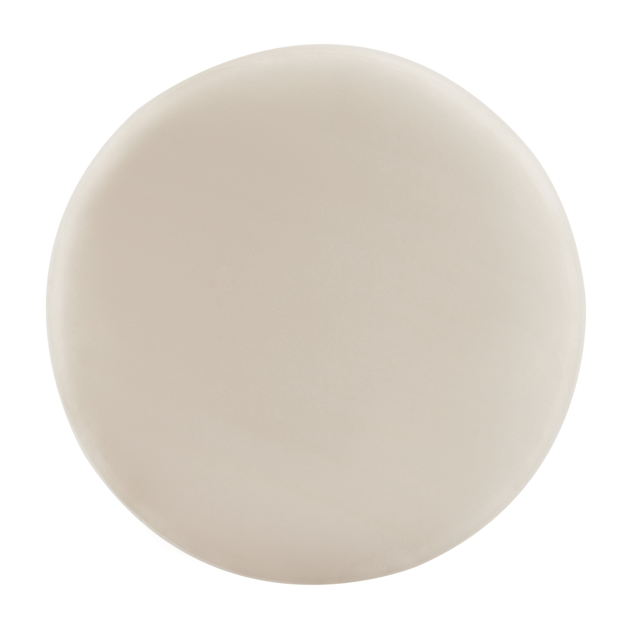 Christopher Knight Home 30" Velvet Upholstered Round Ottoman, Wood Frame, Cream