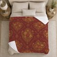 thumbnail image 5 of Autumn Damask Floral Sofa, Festive autumn celebration Scene, Warm Flannel Blanket for Living Room and Family Room with Detailed Artwork, Art Lovers autumn celebration Gift, Festive Home Decor, 5 of 9