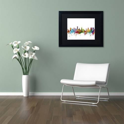 Trademark Fine Art 'Honolulu Hawaii Skyline' Canvas Art by Michael Tompsett, Black Matte, Black Frame