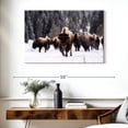 thumbnail image 3 of Elephant Stock Winter Bisons Wall Art - Horizontal Canvas Wall Art - Living Room Wall Decor - Animal Canvas - Brown And White Decor - 39" x 26", 3 of 8