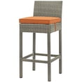 thumbnail image 3 of Contemporary Modern Urban Designer Outdoor Patio Balcony Garden Furniture Bar Side Stool Chair, Set of Four, Fabric Rattan Wicker, Orange, 3 of 5