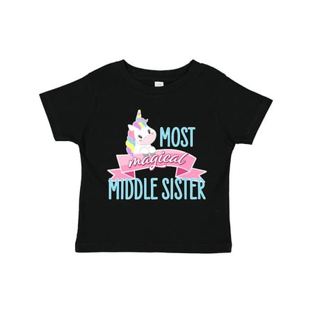 

Inktastic Most Magical Middle Sister- Cute Unicorn Gift Toddler Toddler Girl T-Shirt