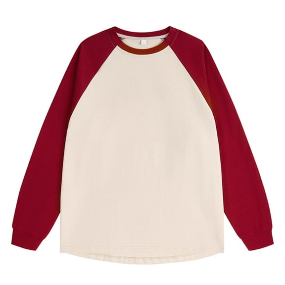 Jalioing Men's Pullover Tee Color Block Long Sleeve Dropped Shoulder T Shirts Casual Loose Crew Neck Tops