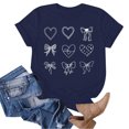 thumbnail image 5 of TTUHYWXI Valentines Shirt for Women Romantic Love Heart Bow T-Shirts Valentine Day Lover Tee Tops Comfy Short Sleeve Shirts (Navy, L), 5 of 6