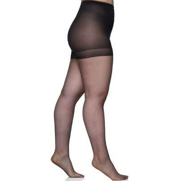 Berkshire Plus-Size Queen Ultra Sheer Control Top Pantyhose, Sandalfoot  Stockings, Fantasy Black, 4411 