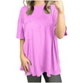 thumbnail image 3 of ZyeKqe Oversized T Shirts for Women Short Sleeve Shirts Round Neck Top Solid Color Loose Fitted Tees, 3 of 7