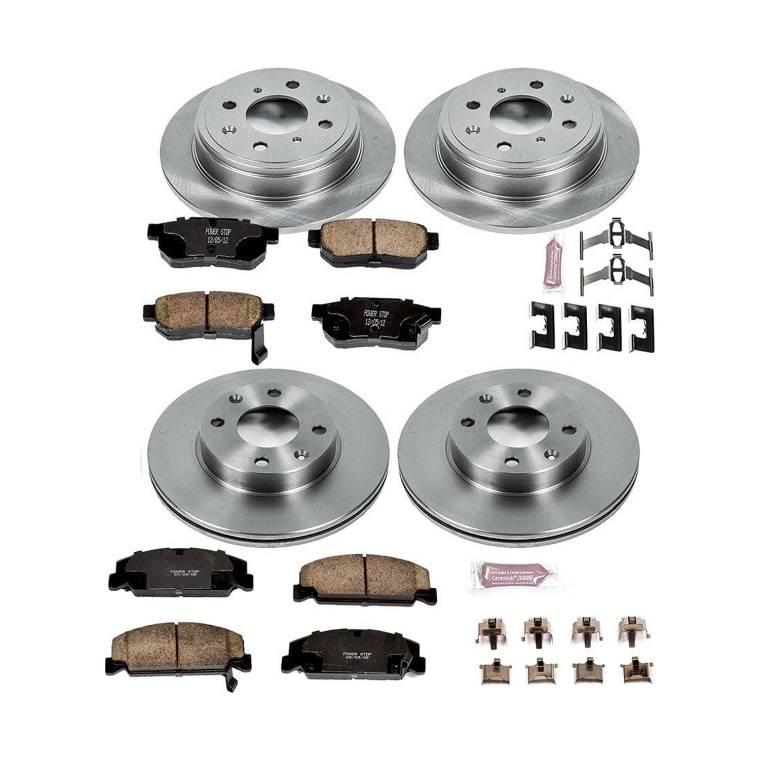 Power Stop Front and Rear Stock Replacement Brake Pad and Rotor Kit KOE399