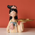 thumbnail image 4 of WLPZXP Chinese Girl Figurine Sculpture with Tray Decoration Organizer Multi Purpose for 25x22cm, 4 of 8