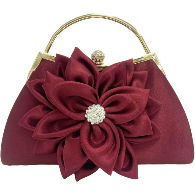 LHSHID Pochettes pour Femmes Rétro Fleur Sac à Main de Soirée Scintillant Strass Sac à Main à Poignée Supérieure Gatsby Sac Cartable