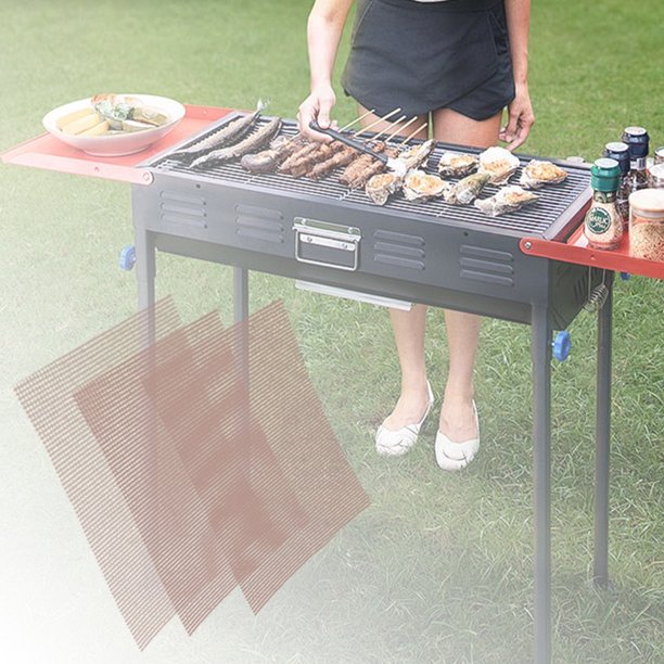 Estera de malla para parrilla hojas de estera para parrilla antiadherente resistente para acampar al aire libre Picnic