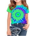 thumbnail image 2 of Xdegoge Big Girls Cute Flower Graphic T Shirts Casual Tie Dye Pattern Tops Short Sleeve Crewneck Soft Comfy Summer Playwear Kids Breathable School Active Tees, 2 of 5