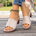 thumbnail image 6 of Npasoilc High Chunky Heel Fish Mouth Sandals for Women,Strappy Metal Buckle Open Toe Summer Beach Slippers with Arch Support Non-Slip Breathable Cushioned for Vacation, 6 of 9