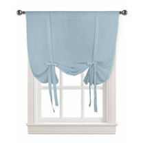 Blue Tie Up Curtains for Kitchen Bathroom Bedroom Windows 54 Inch Length, Pure Sky Blue Solid Color Simple Minimalism Art Balloon Drape Curtains Shade Rod Pocket Drapery Curtain Panel, 42"x63"