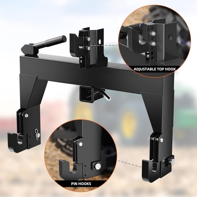 Royalbelle Black 3-Point Quick Hitch for Tractors, 3000 LBS Capacity, Category 1/2