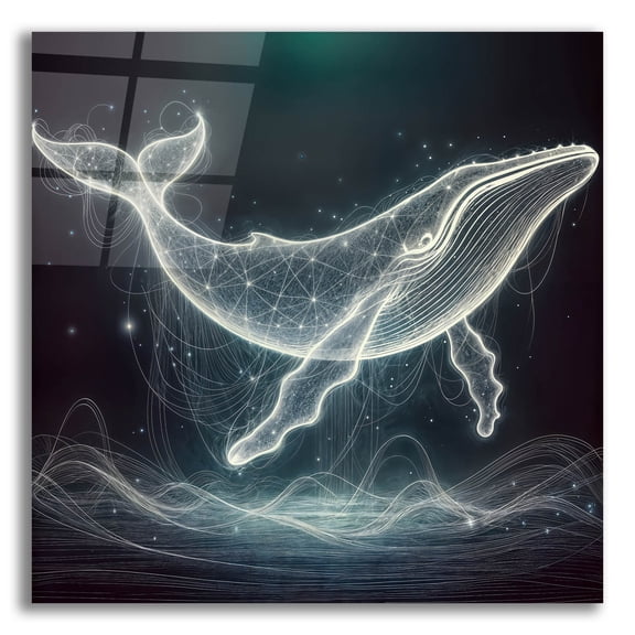 Epic Art 'Glowing Whale' by Rey Klimt Acrylic Glass Wall Art, 12" x 12"